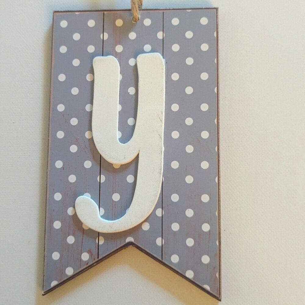 NWT Polka Dot Letter 'y' Wood Sign Grey Lowercase Michael's Fall Home Wall Decor - Picture 1 of 7